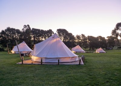 tents in the morning