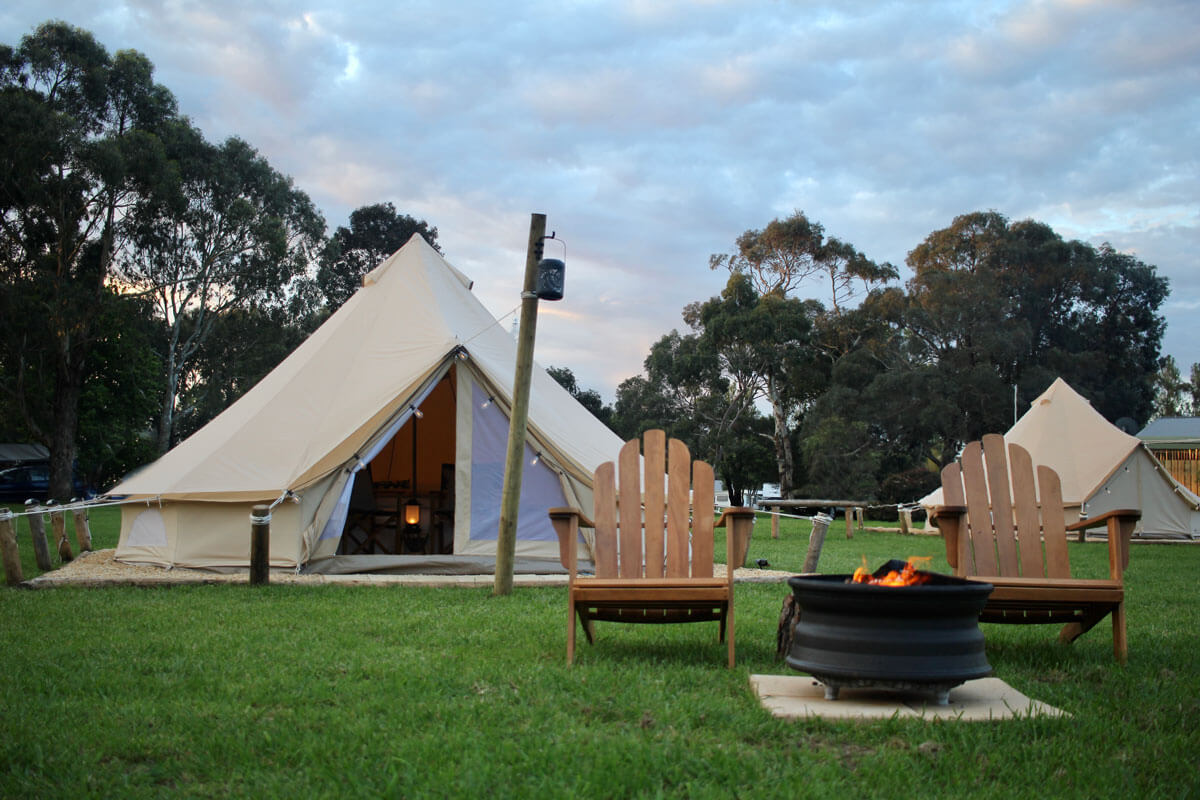 tents and fireplace